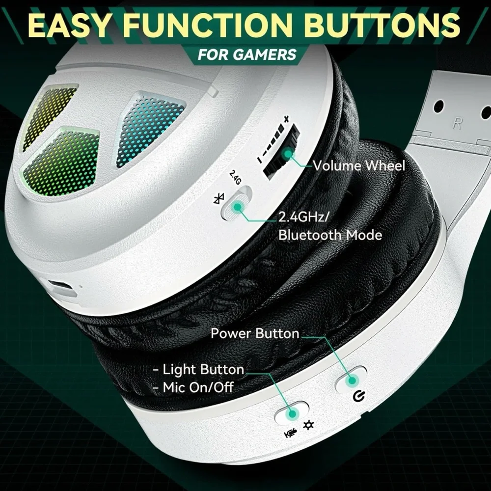 White Gaming Headset with RGB Lights